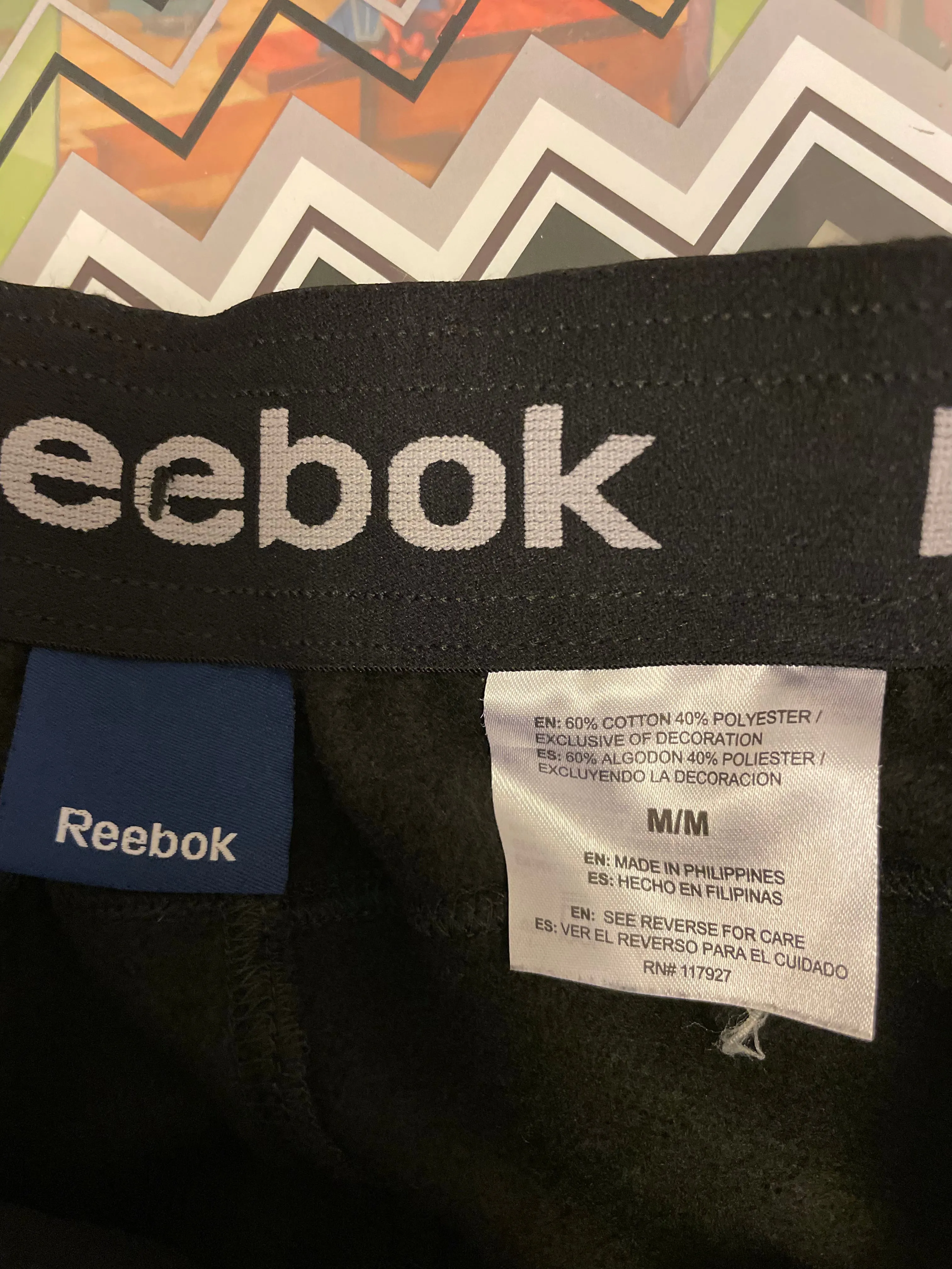 € Mens Medium REEBOK Black Joggers Sweatpants Basketball Warm Up Pants Activeware Pockets