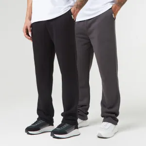 2-Pack Relaxed Fit Open Hem Joggers | Black / Dark Grey