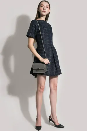 A-Line Short Sleeve Boat Neck Dress