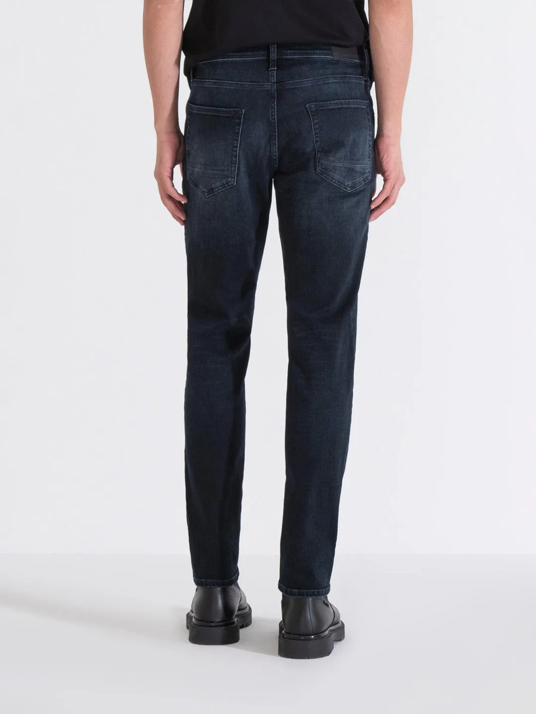 Antony Morato Men Blue Washed Comfort Tapered Fit Mid-Rise Jeans