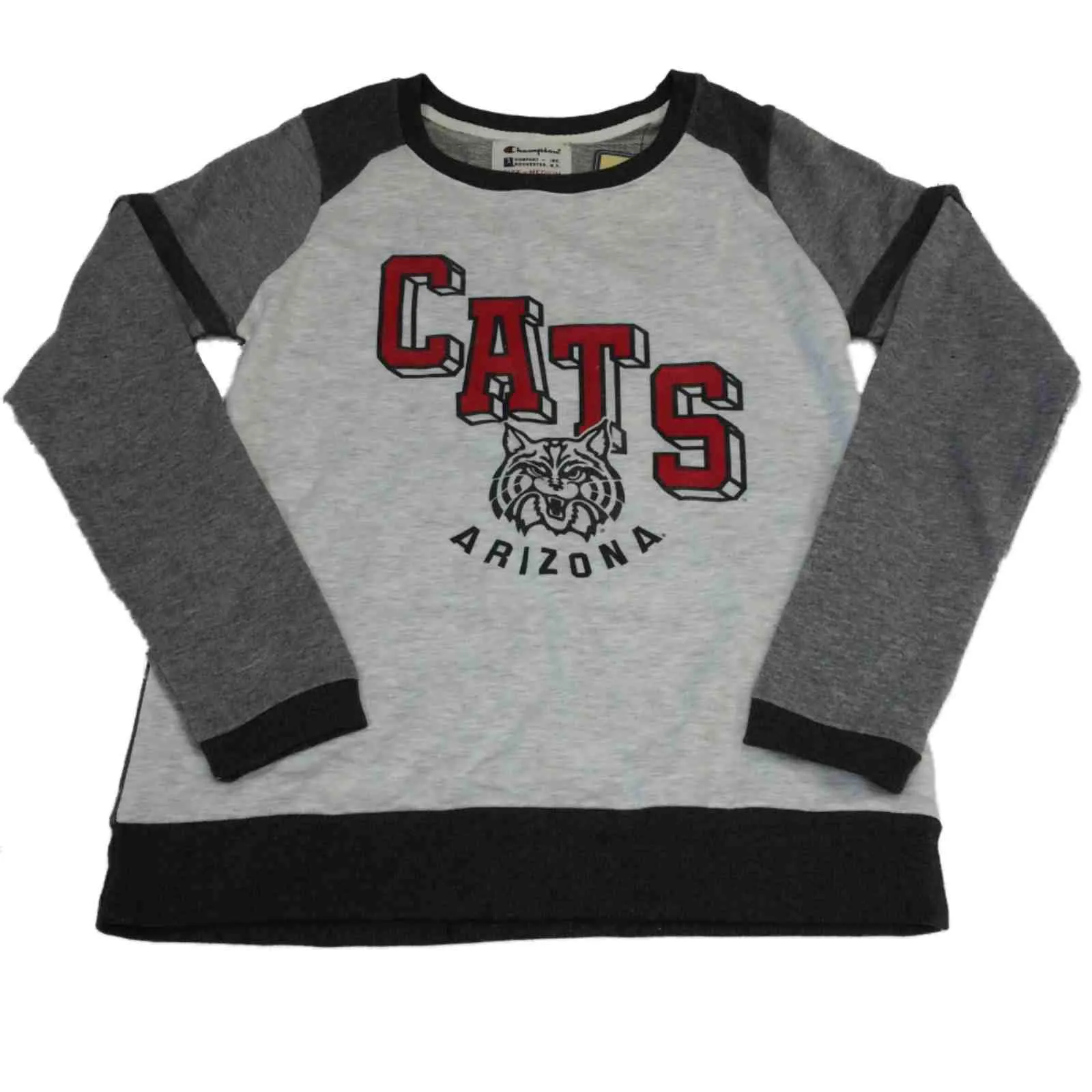 Arizona Wildcats Champion Tri-Toned Gray WOMENS LS Pullover Sweatshirt (M)