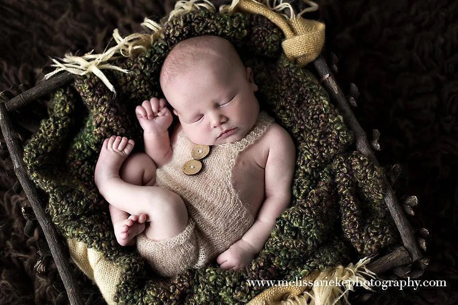 Beige Mohair Button Overalls Pants