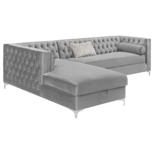 Bellaire Button-tufted Upholstered Sectional Silver