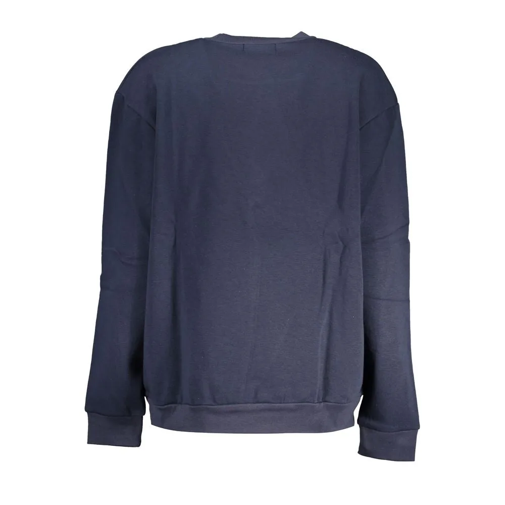 Cavalli Class Chic Blue Embroidered Fleece Sweatshirt