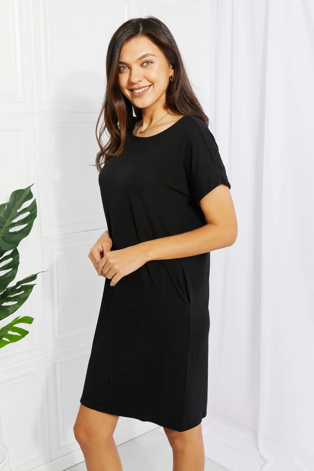 Chic in the City Full Size Rolled Short Sleeve Dress