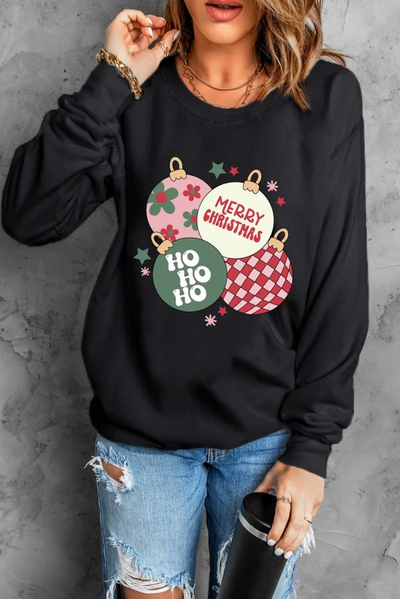 Christmas Ornaments Black Sweatshirt