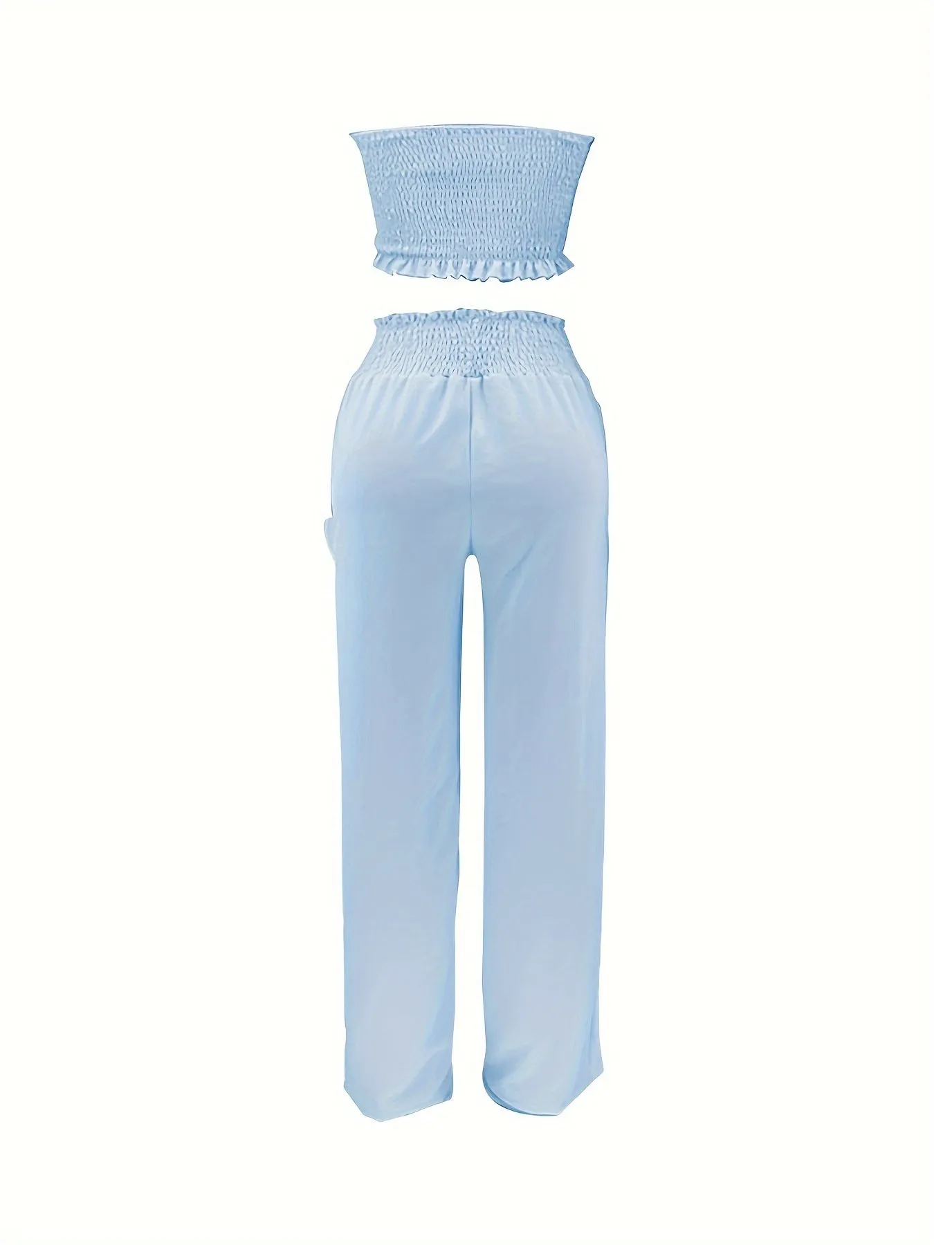 Classic Sexy Crop Top & High-Waisted Slant Pocket Breathable Fabric Pants Set