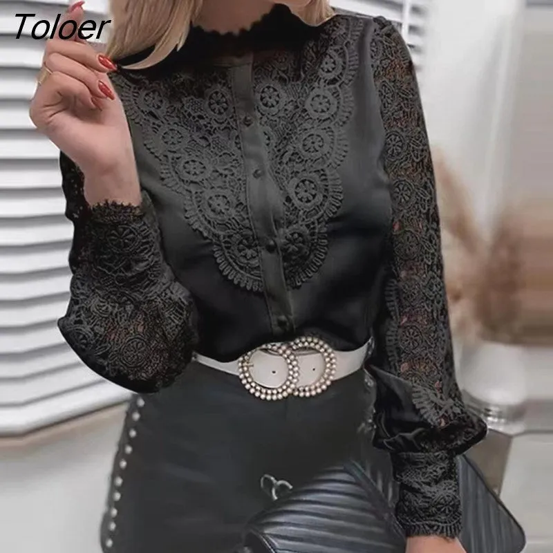 deanwangkt Embroidered Floral Lace Blouse Women Long Petal Sleeve Woman Shirt White Elegant Fashion Women Blouses Tops Blusas 24496