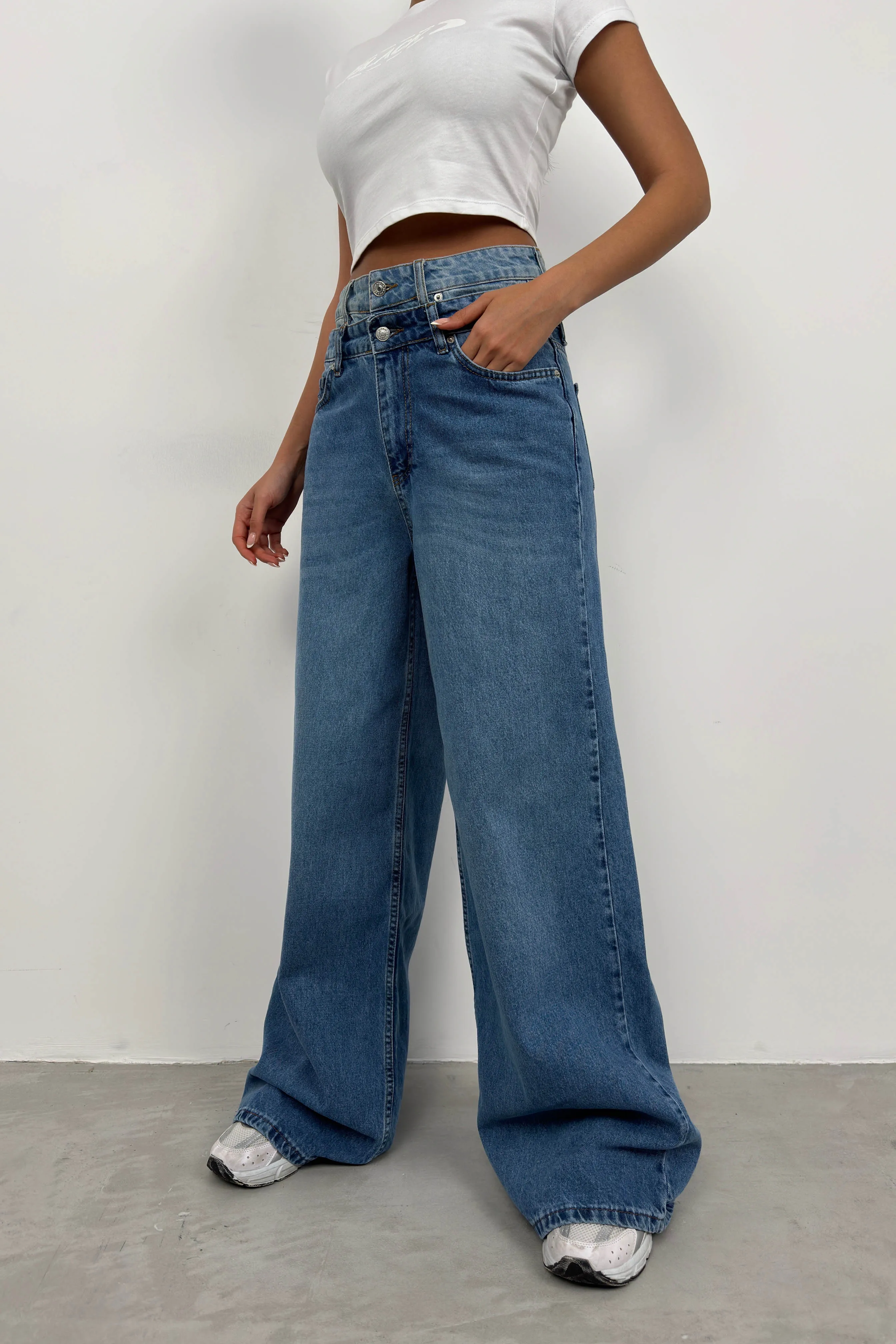 Double Belted High Waist Jeans