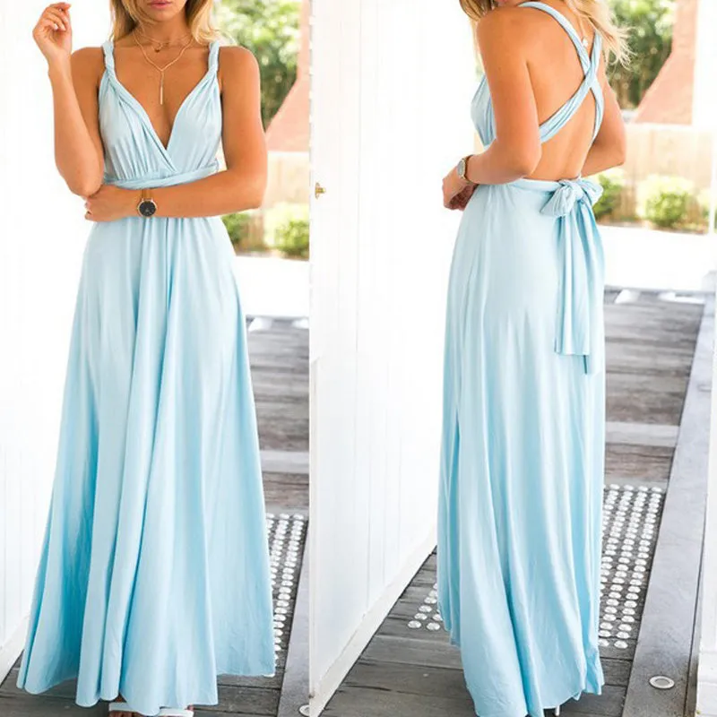 Elegant Multiway Convertible Wrap Maxi Dress