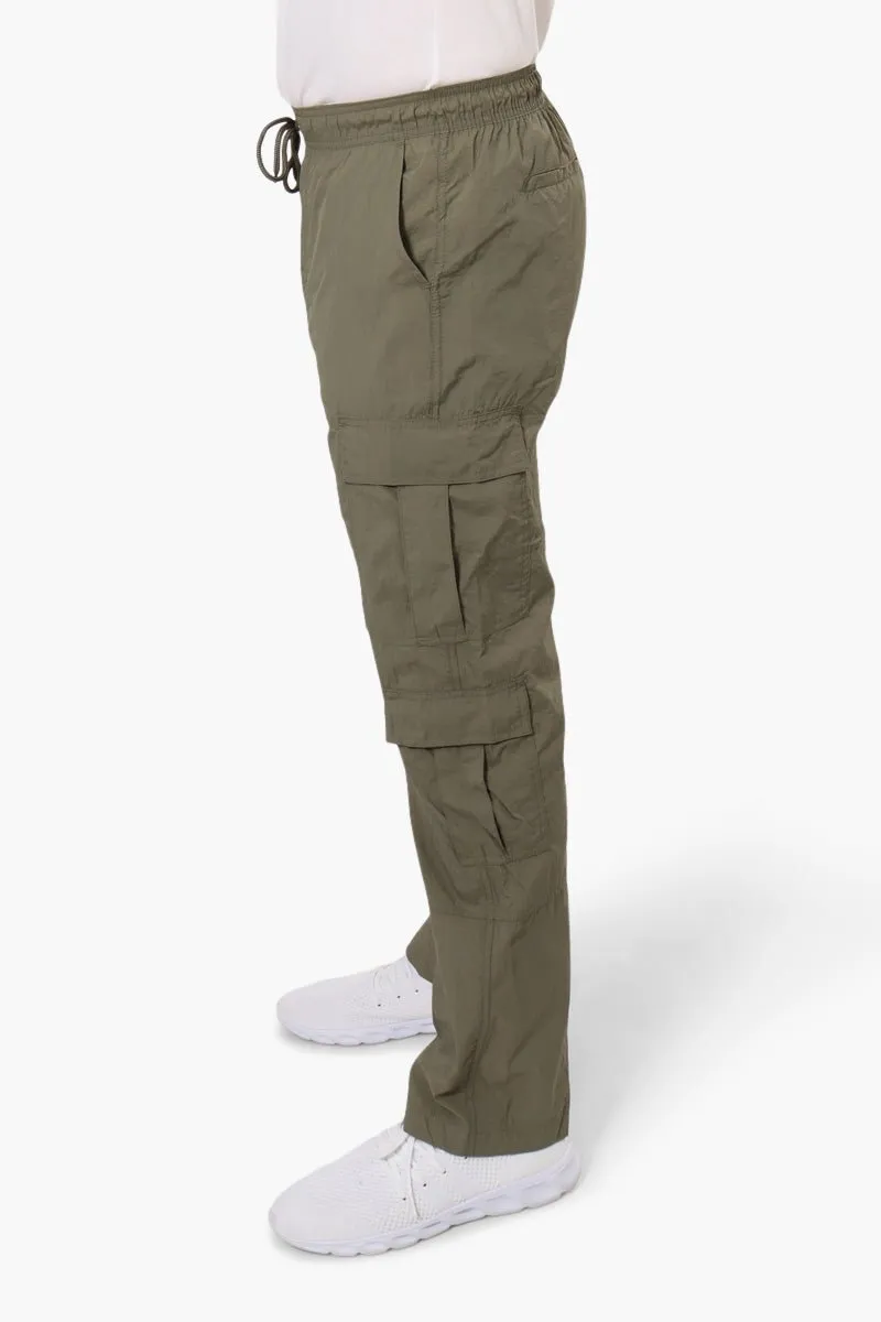 Fahrenheit Tie Waist Cargo Parachute Pants - Olive