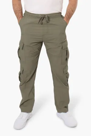 Fahrenheit Tie Waist Cargo Parachute Pants - Olive