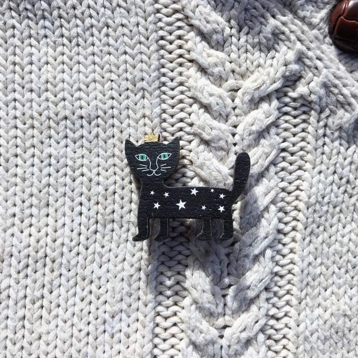 Feline Prince Brooch, Black Cat Pin