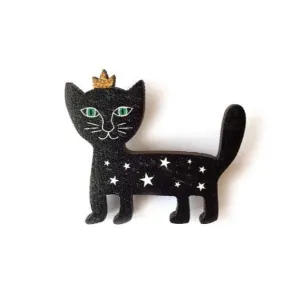 Feline Prince Brooch, Black Cat Pin