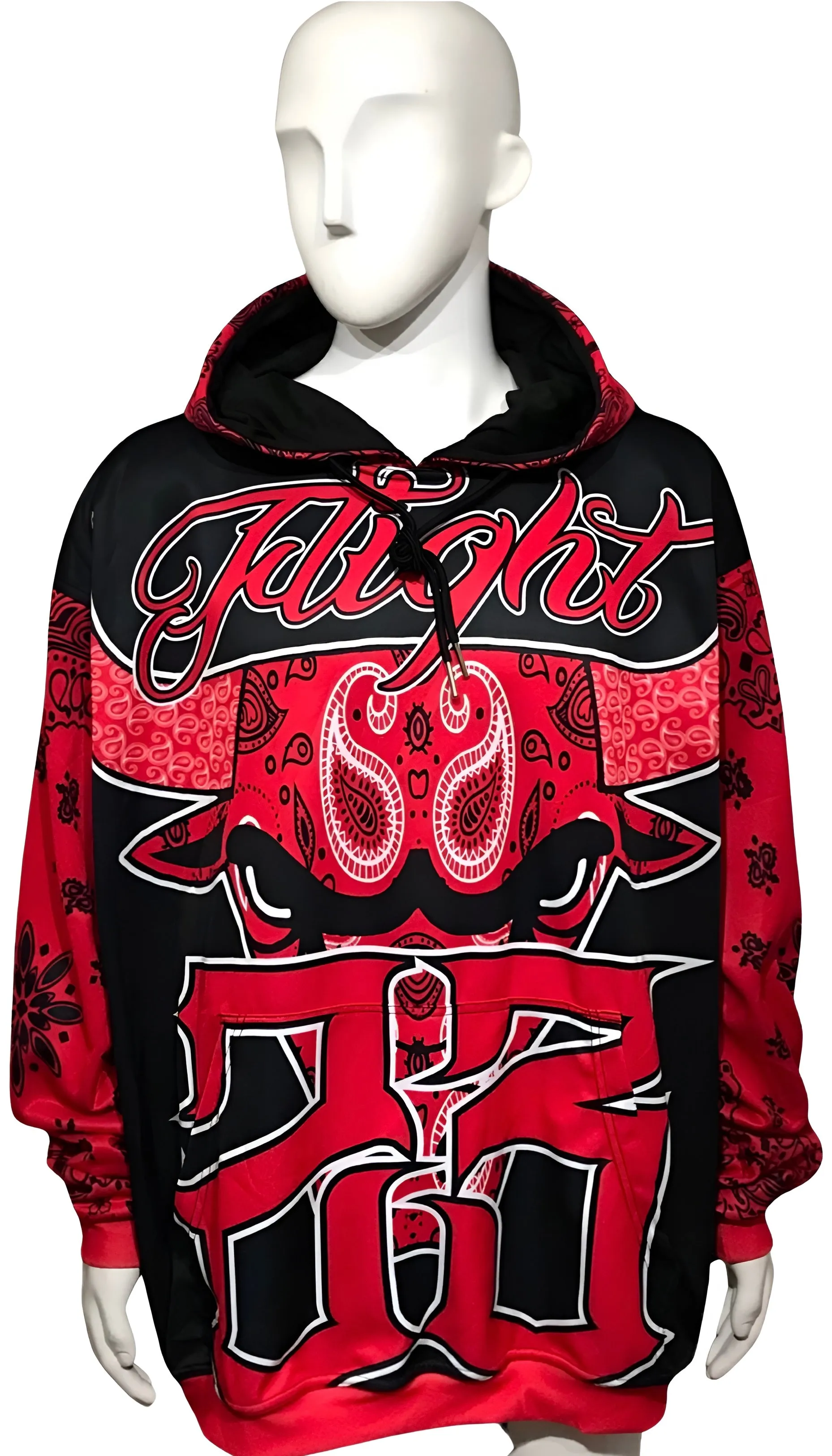 ^FLIGHT 23^ ~RED BANDANA~ PULLOVER HOODIES (FLEECE LINED)