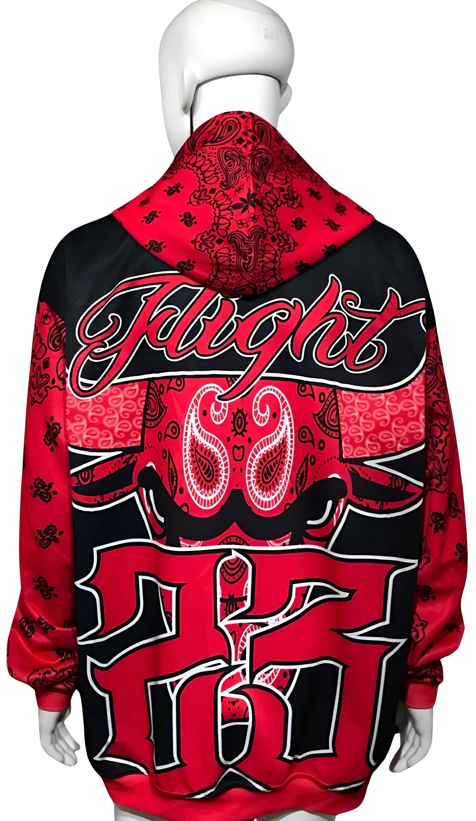 ^FLIGHT 23^ ~RED BANDANA~ PULLOVER HOODIES (FLEECE LINED)