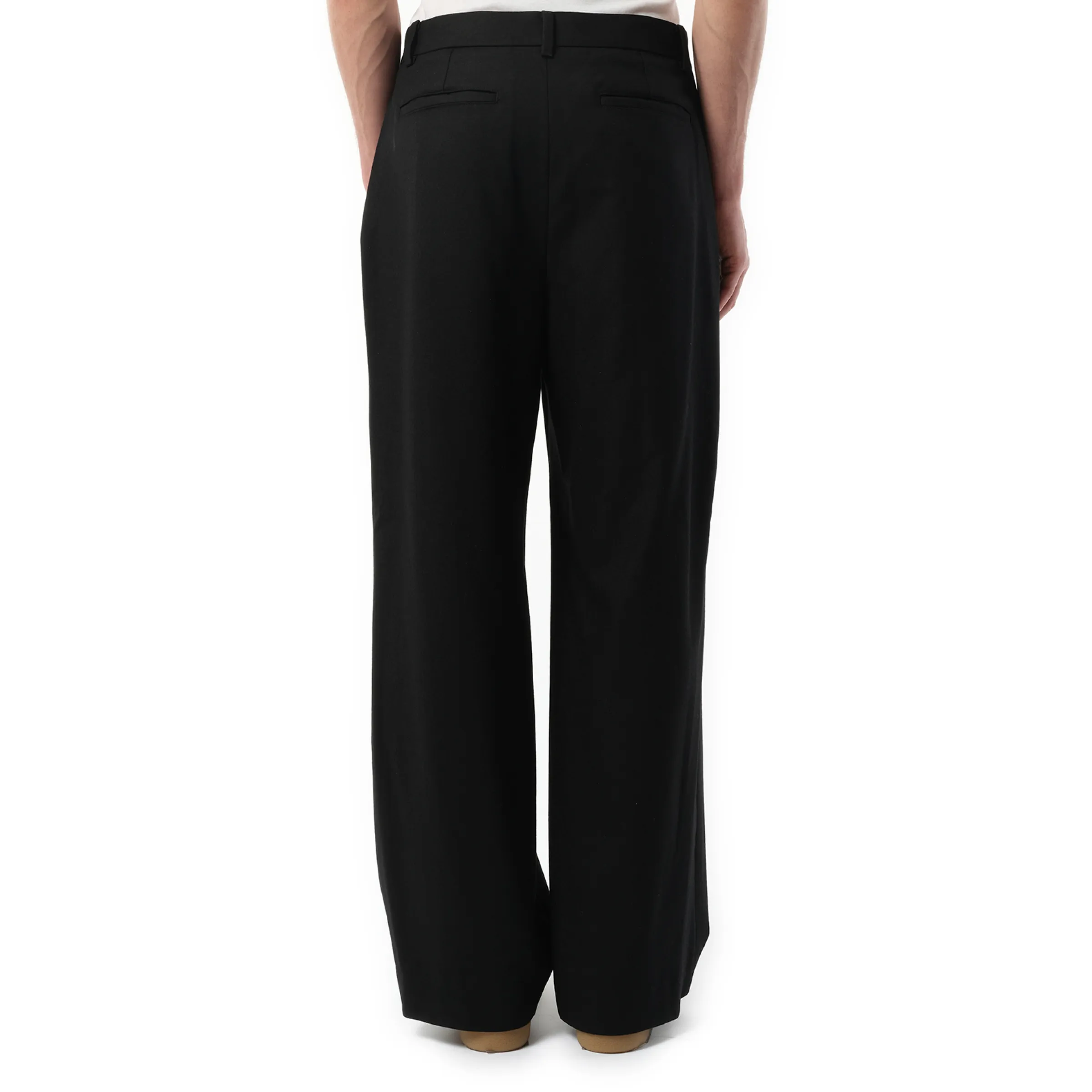 Four-Tuck Wool Pants in Black