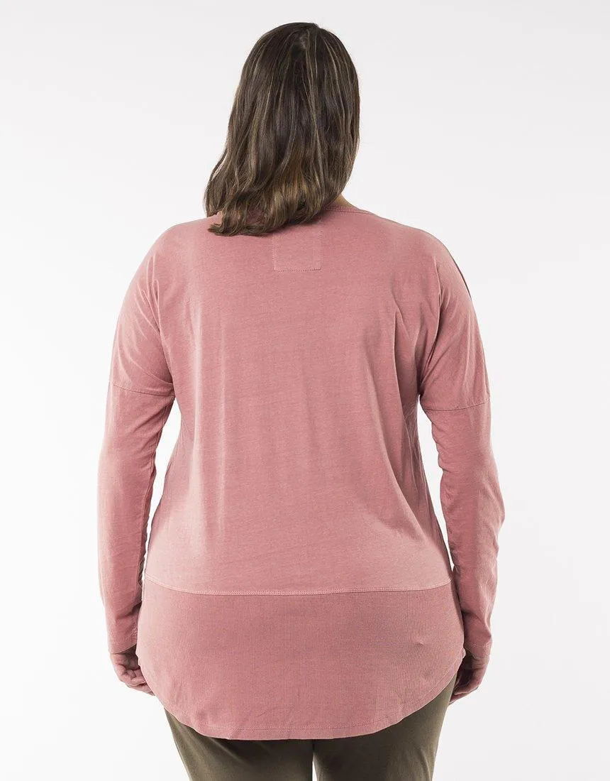 Fundamental Rib Long Sleeve Tee - Dusty Pink