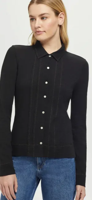 GOLDIE-Running Stitch Classic Shirt Black