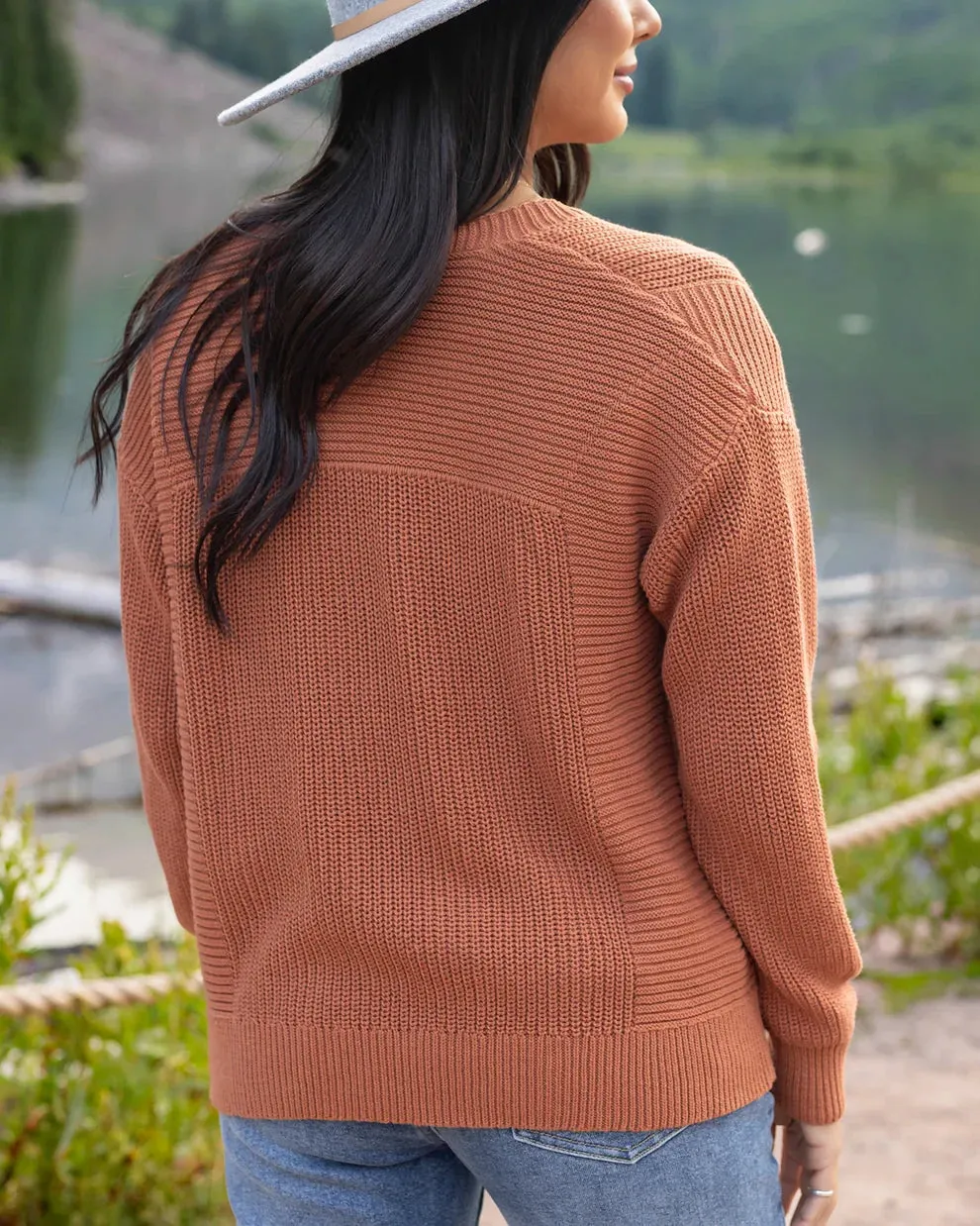 Grace & Lace Slouchy Knit Pocket Cardigan - Baked Pumpkin