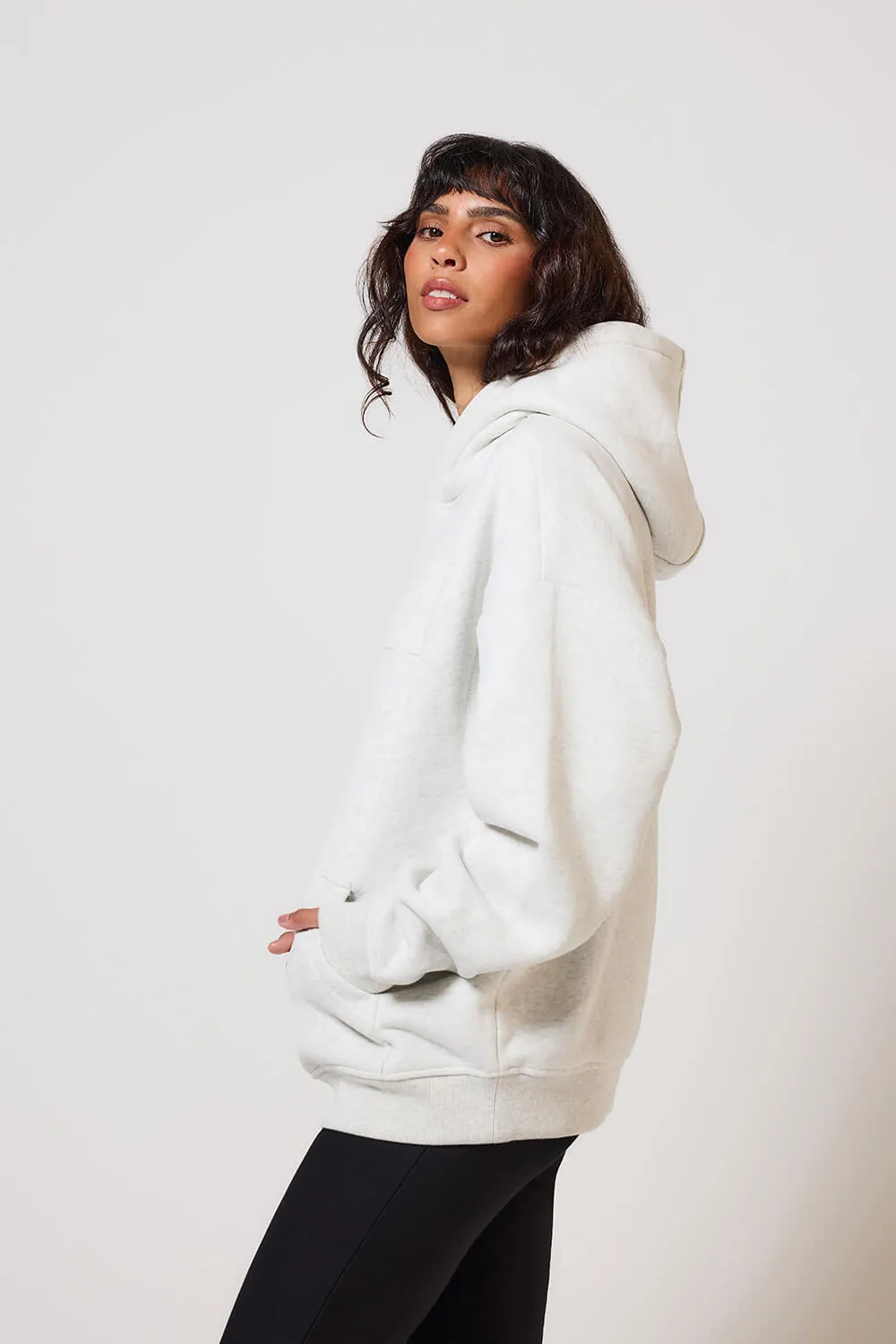 Heavyweight Oversized Hoodie - Light Grey Marl