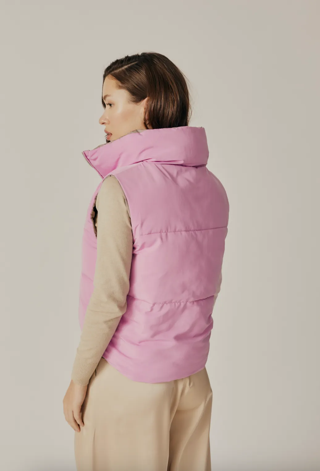 Kansas Reversible Puffer Vest - Pink / Mink