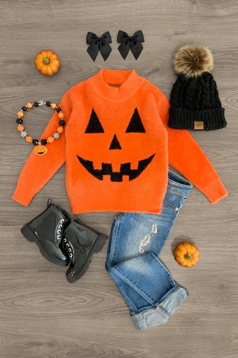 Orange Jack-O'-Lantern Sweater