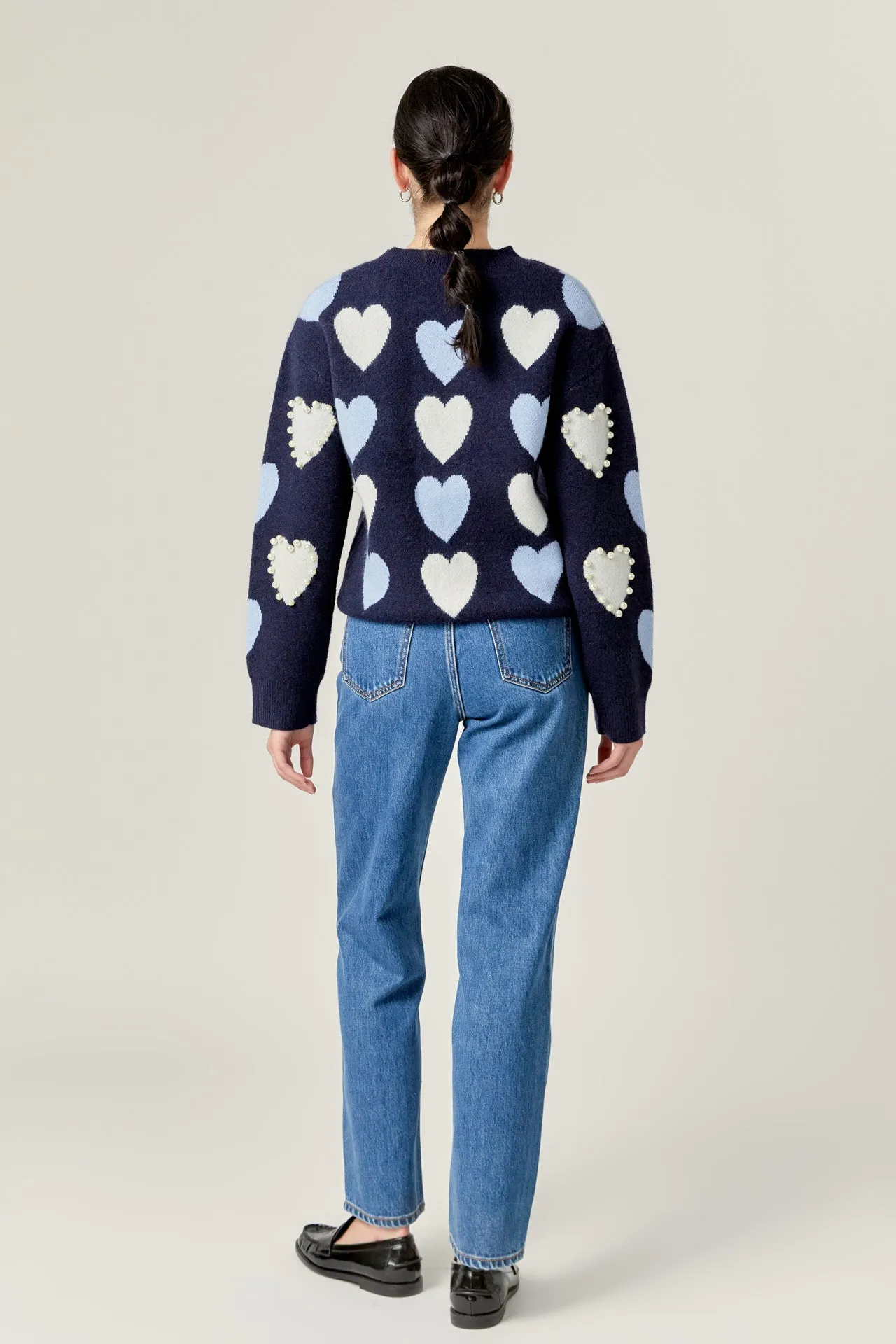 Pearl with Heart Pattern Sweater