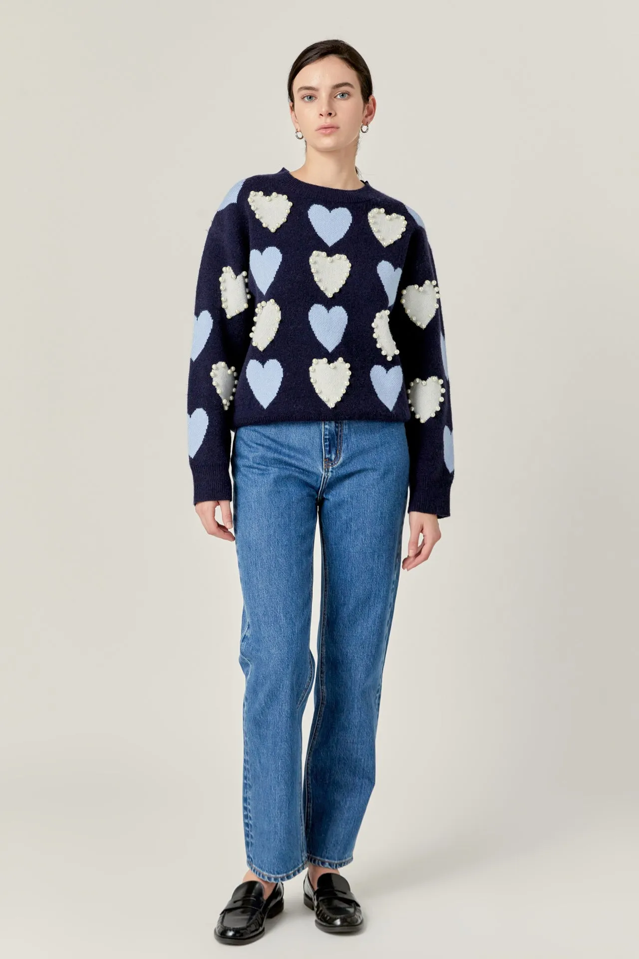 Pearl with Heart Pattern Sweater