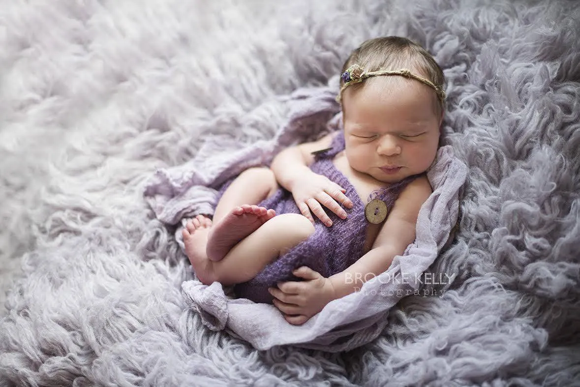 Purple Mohair Button Overalls Pants