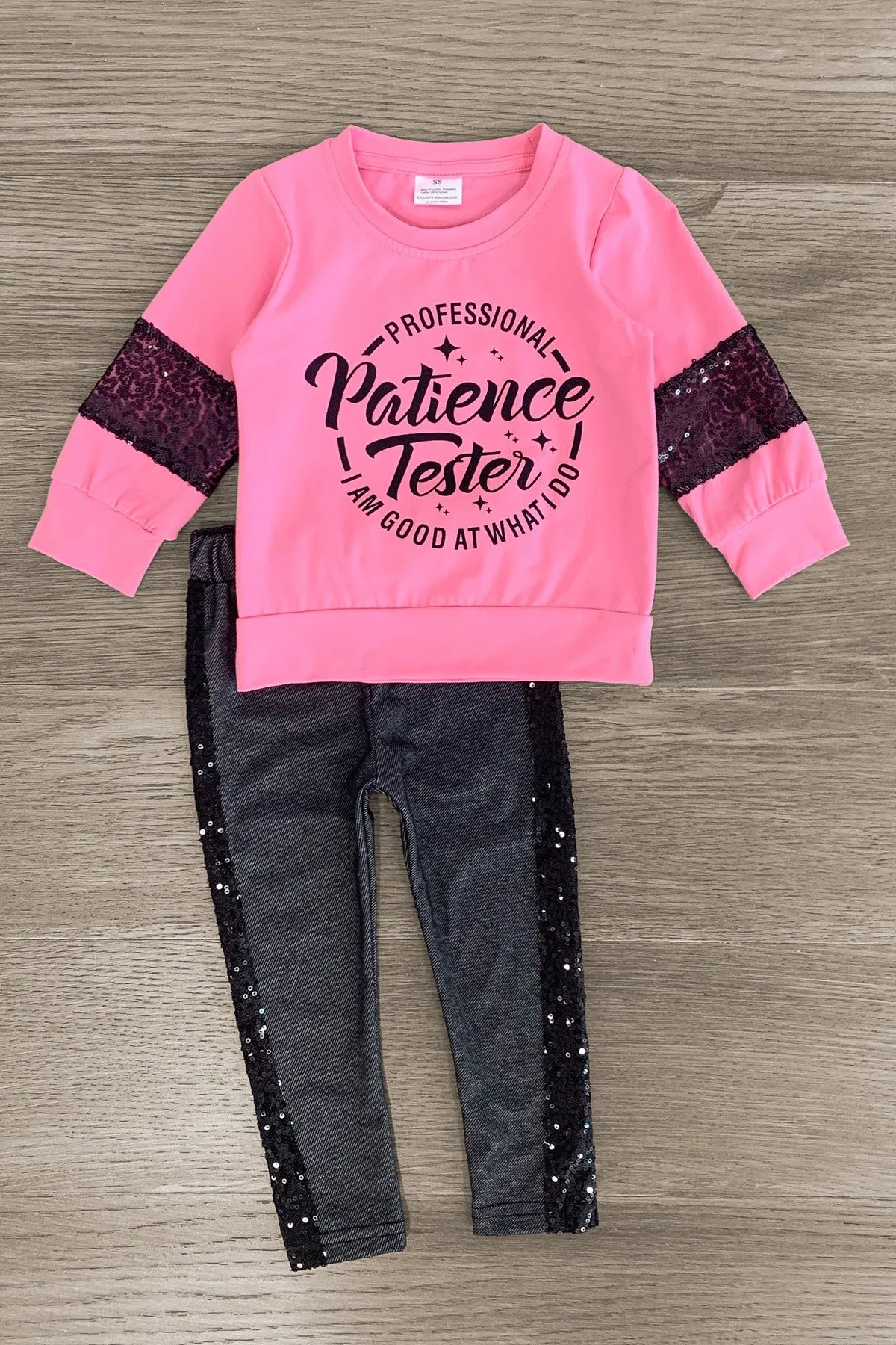 "Professional Patience Tester..." Pink Sequin Pant Set