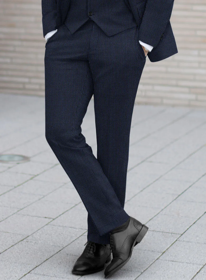 Scabal Rodol Houndstooth Blue Wool Pants