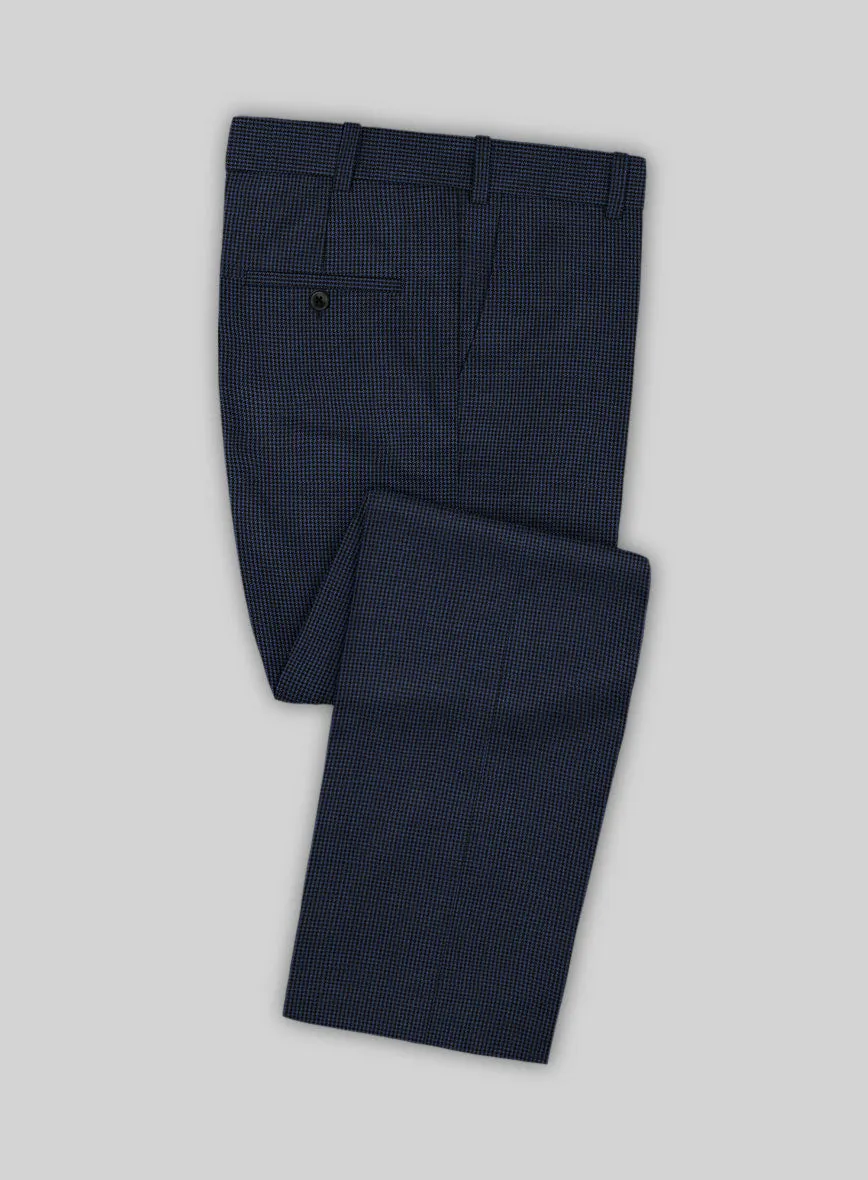 Scabal Rodol Houndstooth Blue Wool Pants