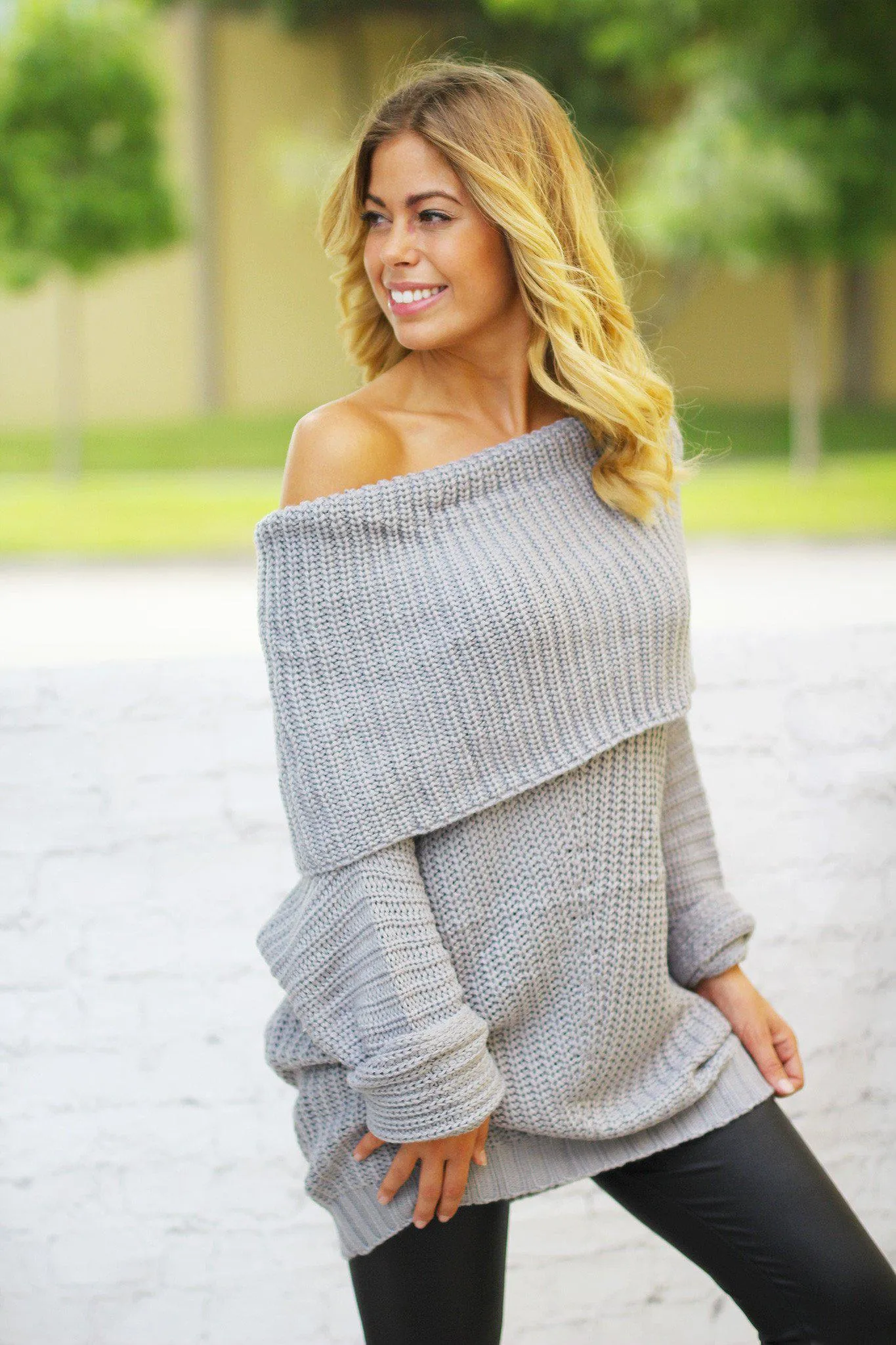 Silver Knit Oversized Sweater