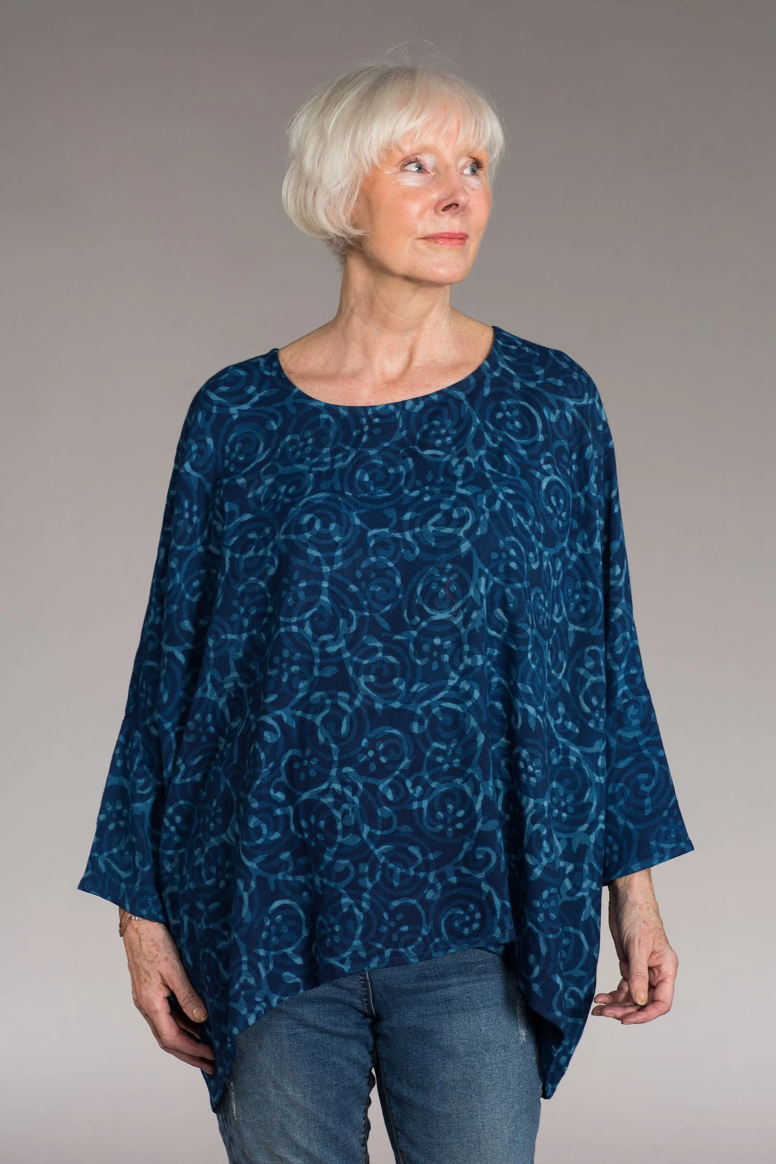 Sohar Top Hand Printed in Sustainable Moss Crepe Last 1 Left