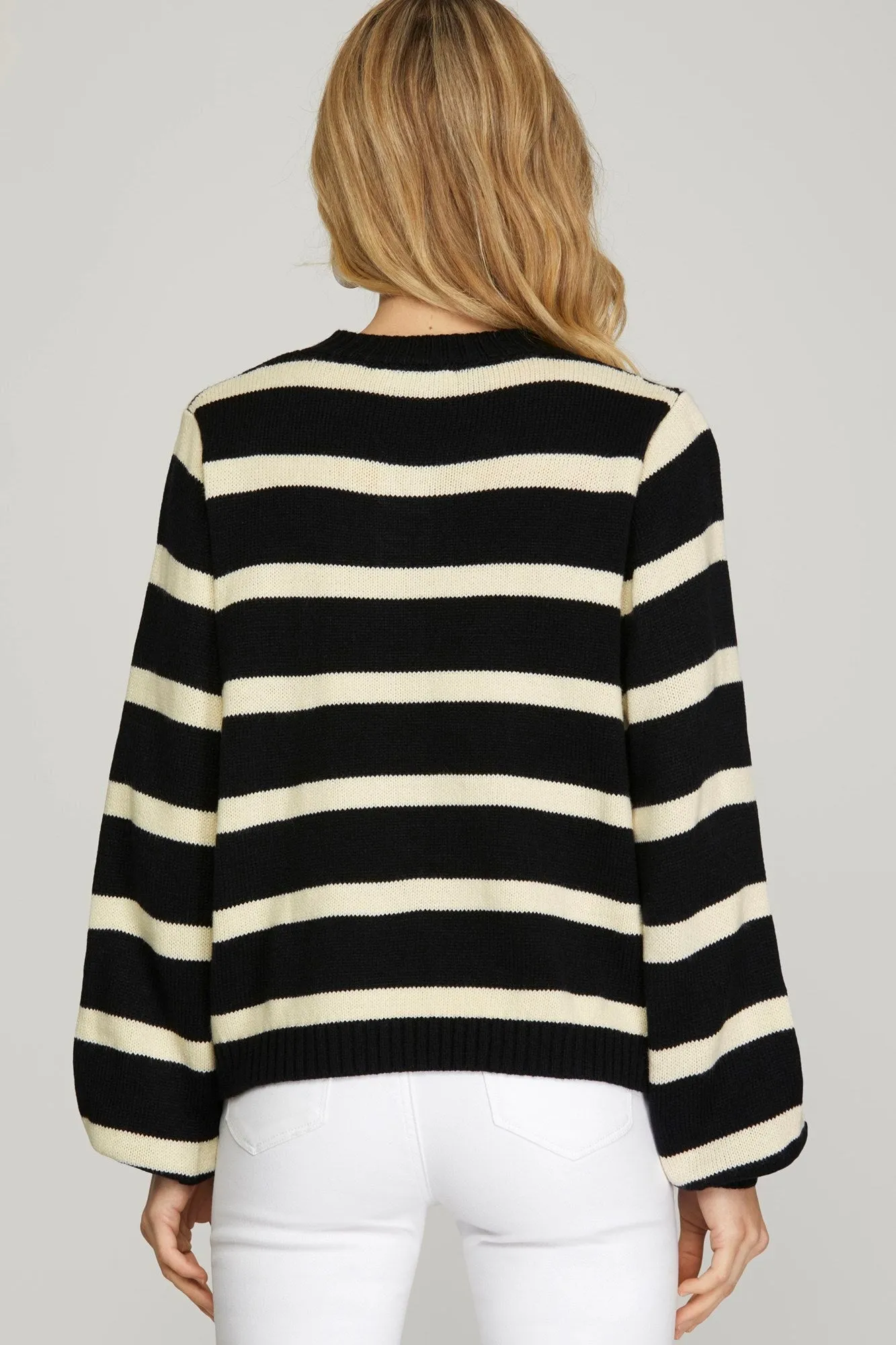 Striped Cardigan - Black