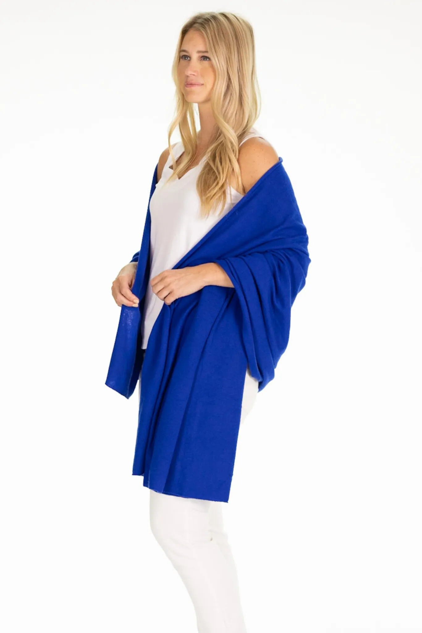 The 100% Cashmere Ryan Wrap in Regatta Blue