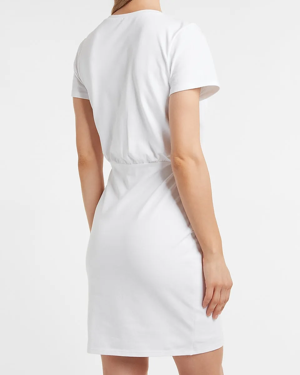 Tie Front T-Shirt Dress in White