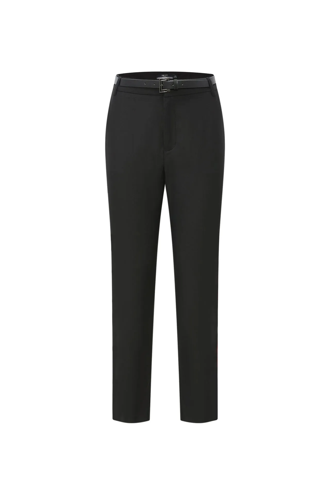 Twill Cotton Cigarette Pants with Faux Leather Belt