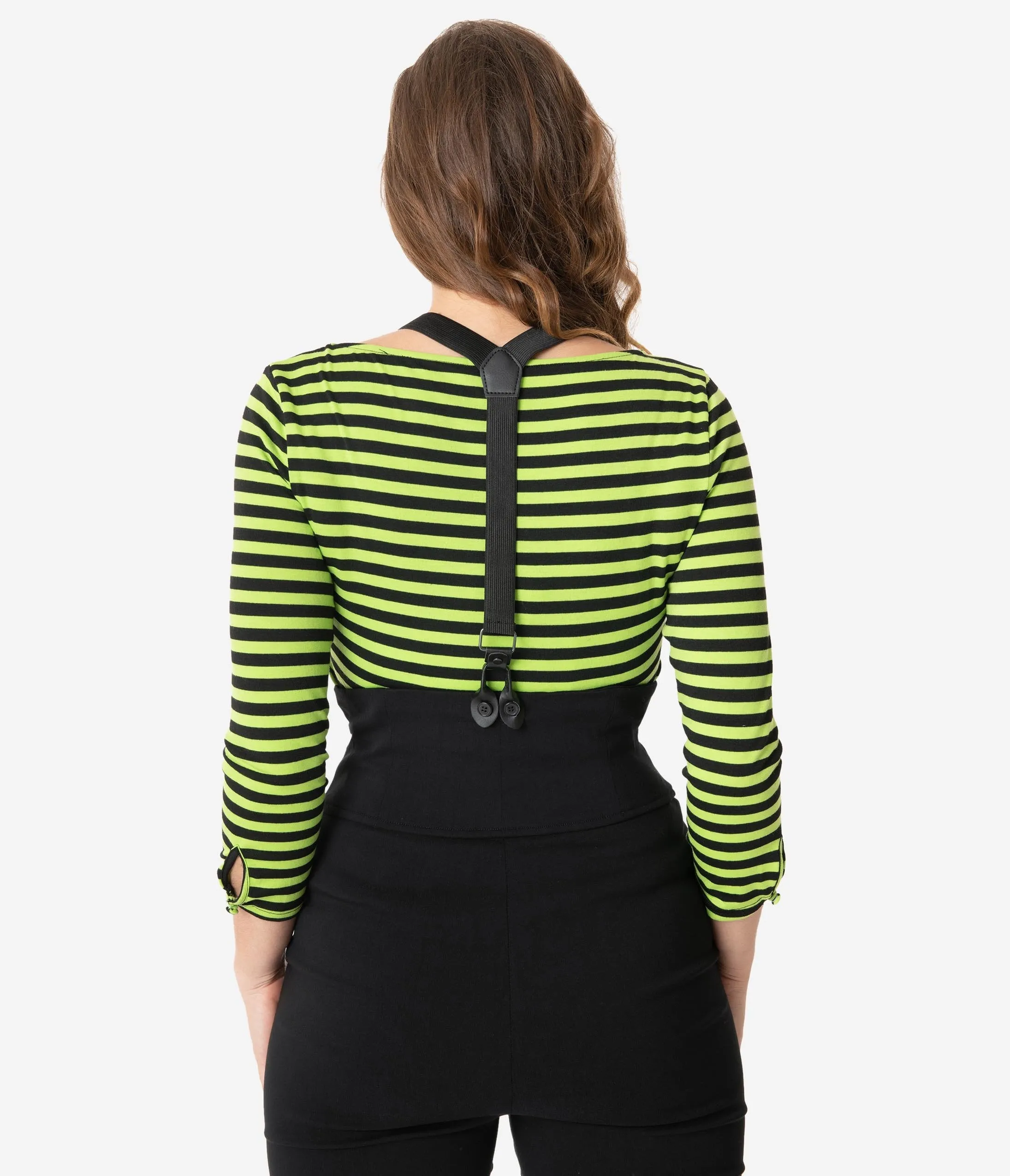 Unique Vintage Neon Green & Black Stripe Gracie Top