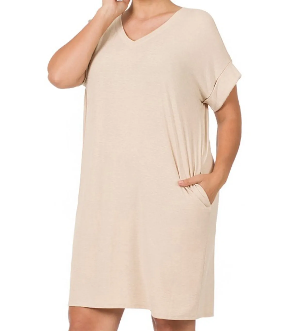 V-neck short sleeve dress (plus)