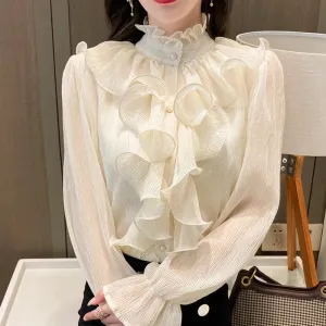 Vintage Ruffles Lace Collar Blouse