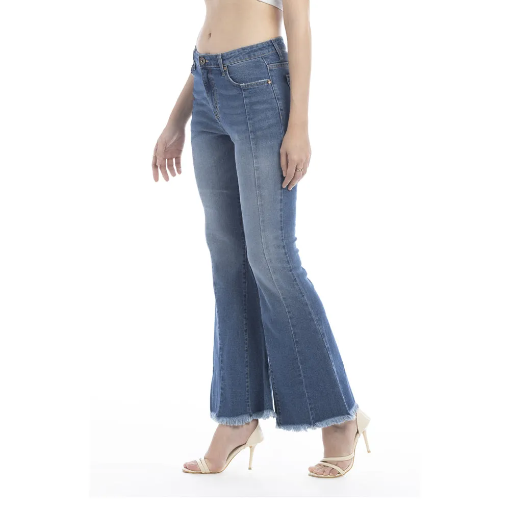 Viviana Length Stitch Accent Flared Leg Jeans