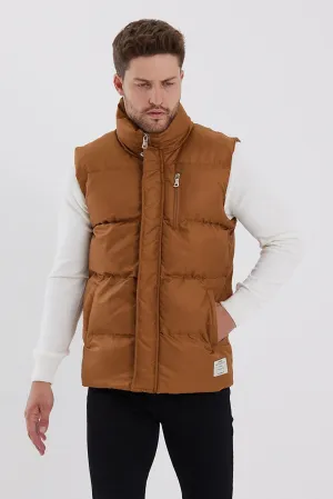 Weyeze Men's Mustarad Stand Collar Puffer Vest