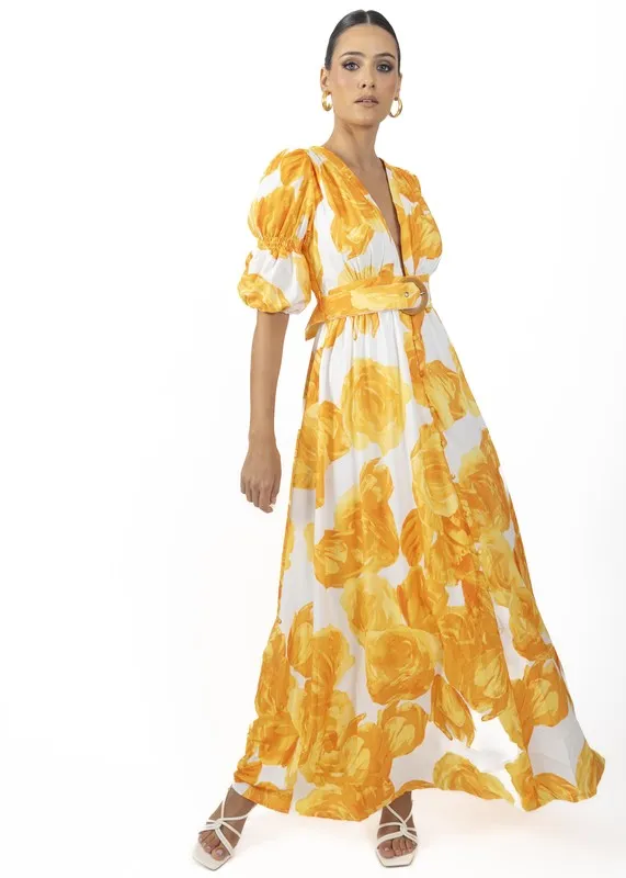 Yellow Verona Maxi Women's Floral Dress