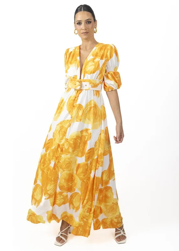 Yellow Verona Maxi Women's Floral Dress