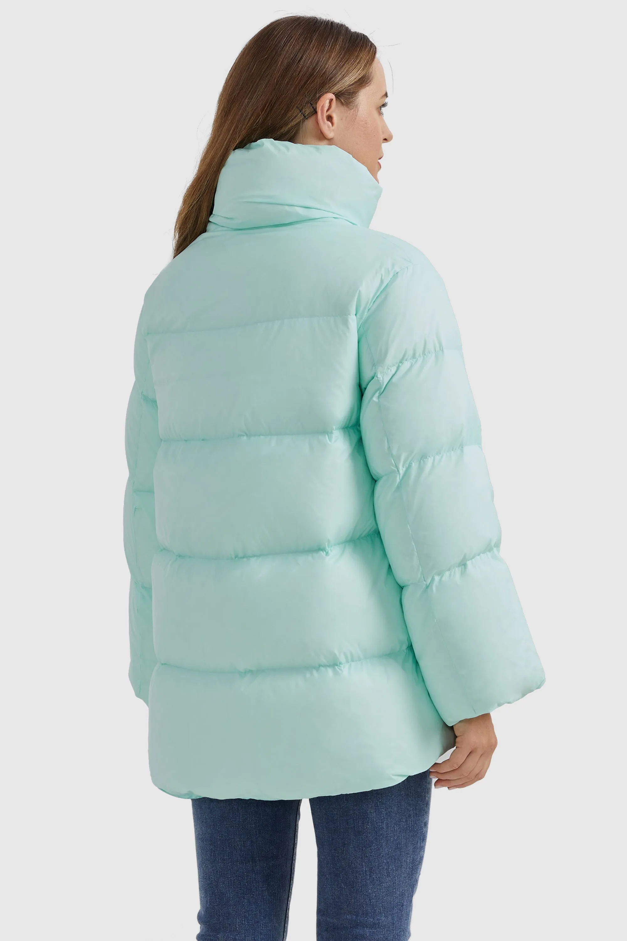 Zipper Front Puffer Down Coat